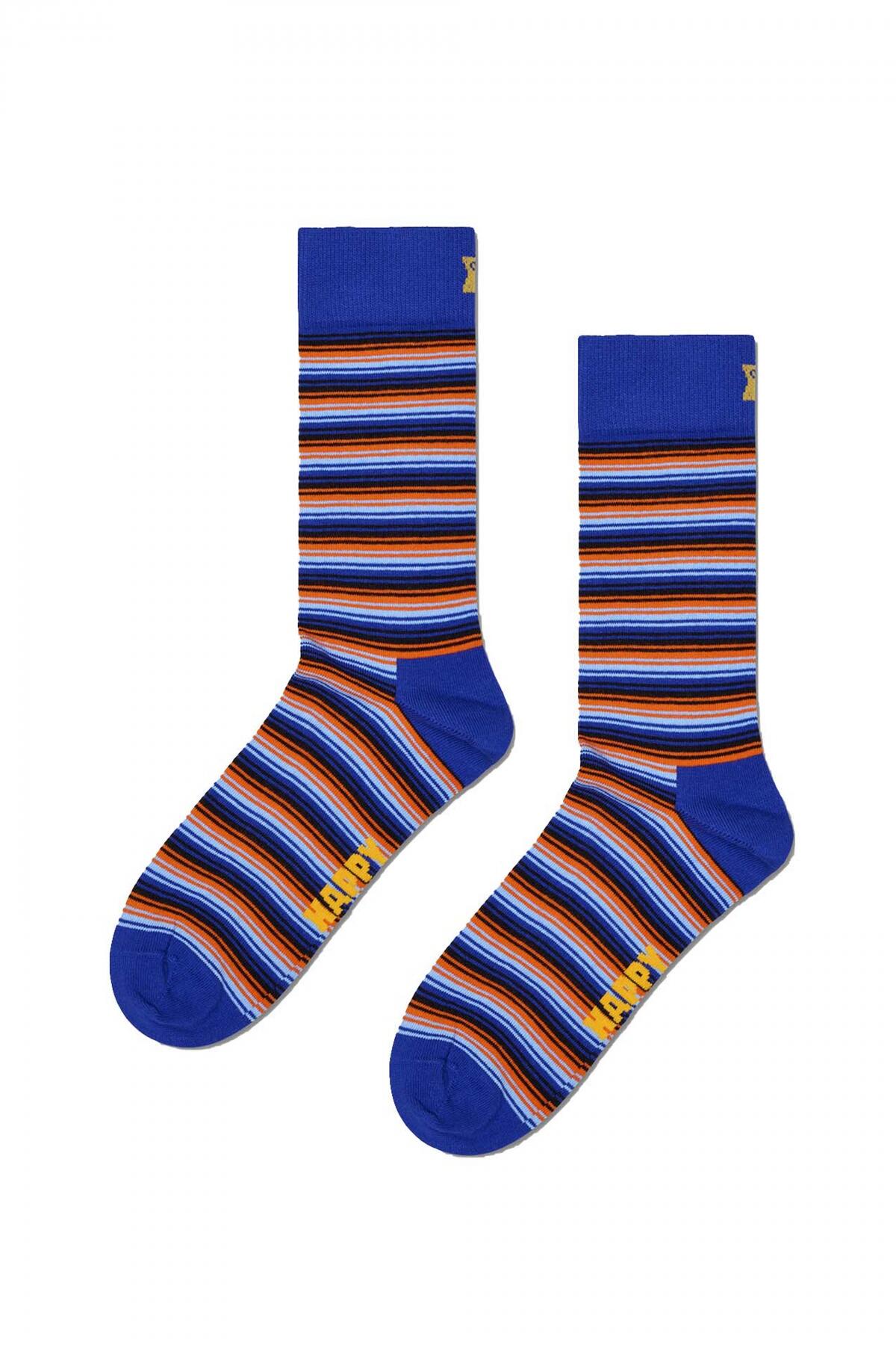Meias Happy Socks Modelo Mini Stripe Cor Azul 4/5