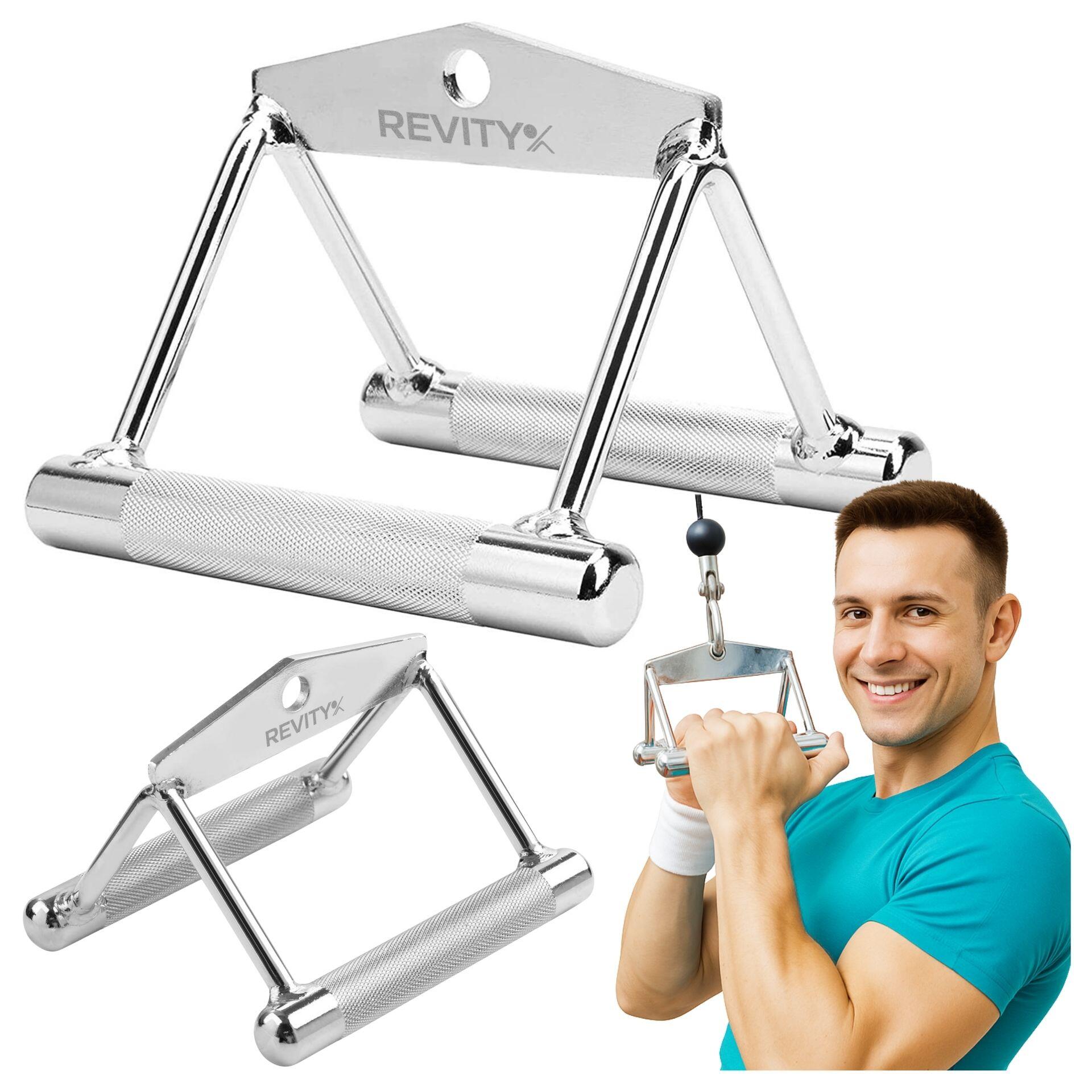 Accessoire câble poignée double triangle pour cable machine, musculation Revity 2/7