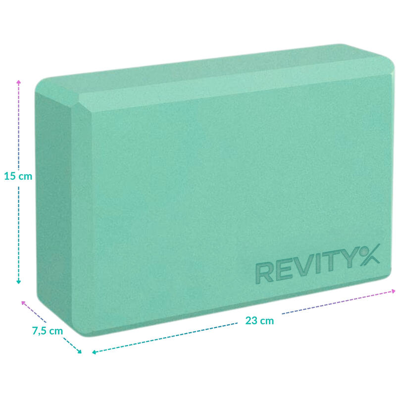 Set de yoga block din spumă EVA 23 x 15 x 7,5 cm x2, chingă 200 cm, Revity