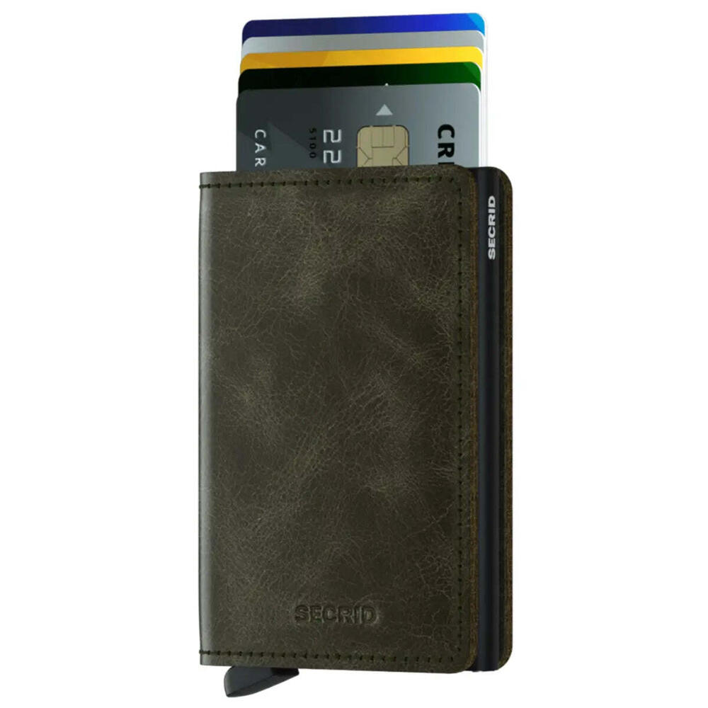 Secrid Slimwallet Compact RFID Wallet - Vintage Leather - Olive Black