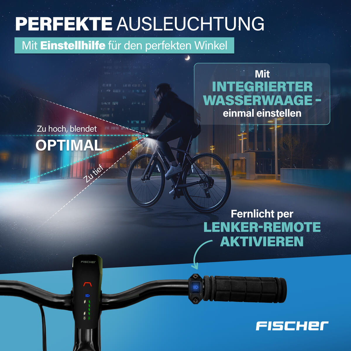 FISCHER LED-Akku Frontlicht 100 Lux mit Fernlichtfunktion 80 Lux 3/8