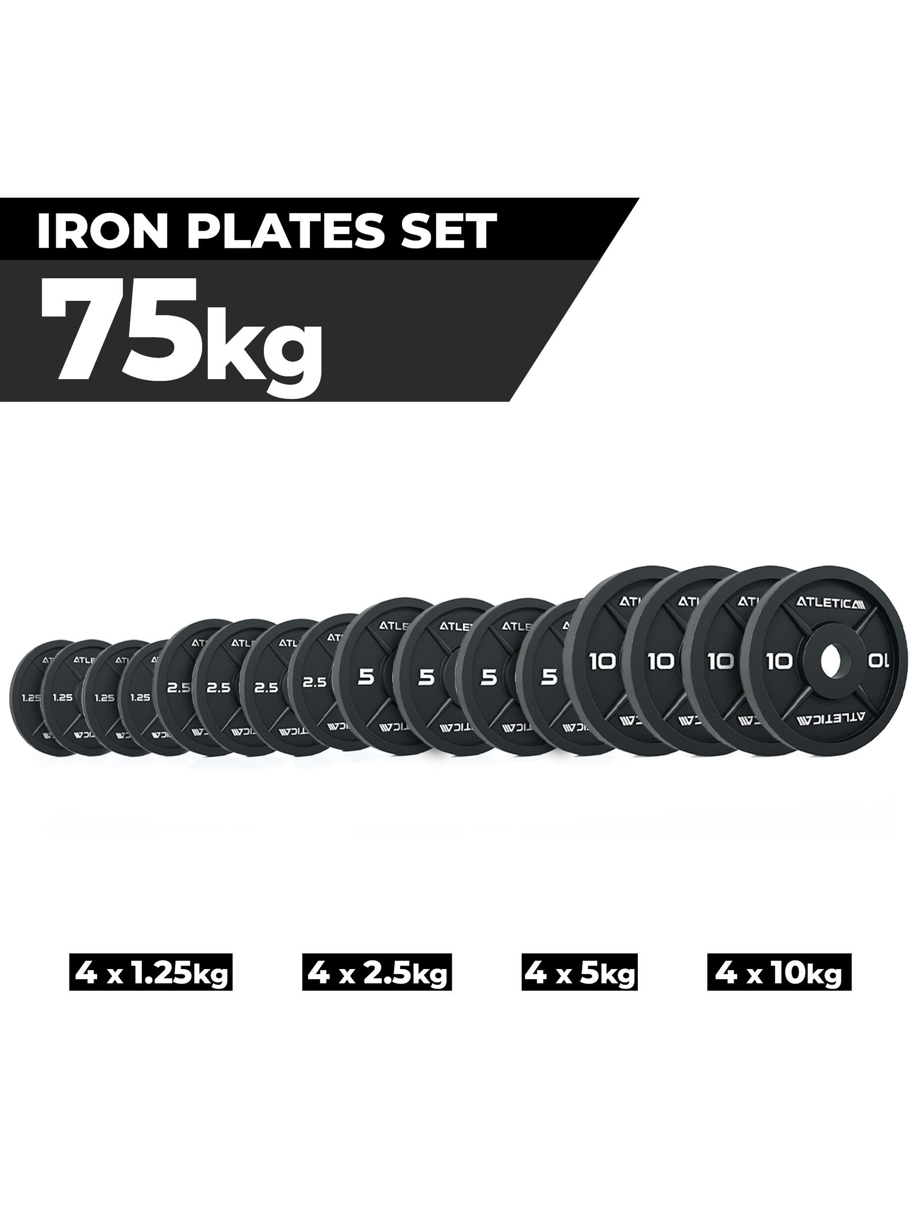 Iron Plates Set | 75kg ∣ Gusseisen ∣ 50mm ∣ Rostresistent 2/3