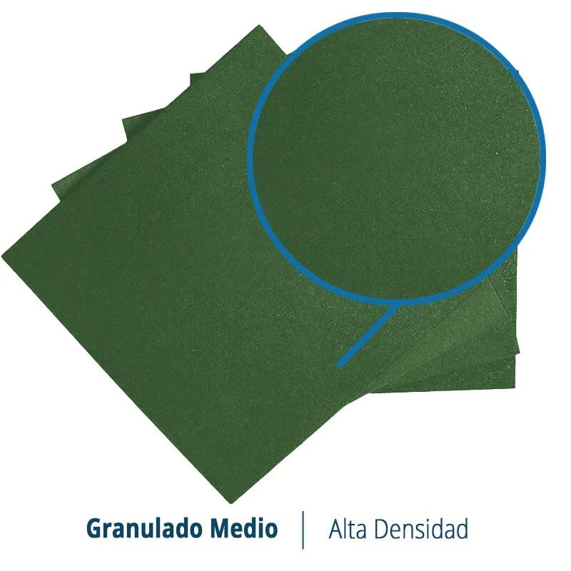 Piso do ginásio. Telha de borracha. 50x50cm. 20mm (Verde). Pacote 24 3/8