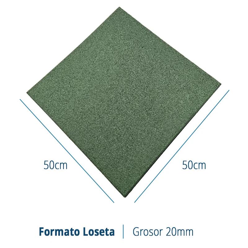 Piso do ginásio. Telha de borracha. 50x50cm. 20mm (Verde). Pacote 24 1/8
