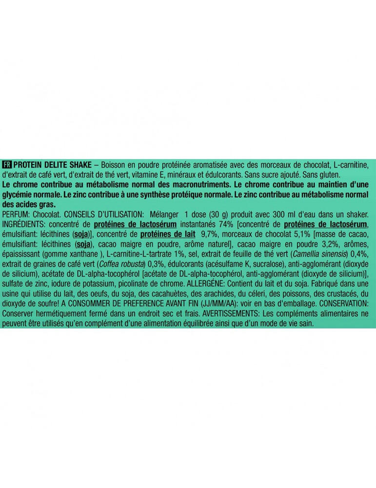 Substituts de repas | Protein delite shake (700g) | Chocolat 3/6