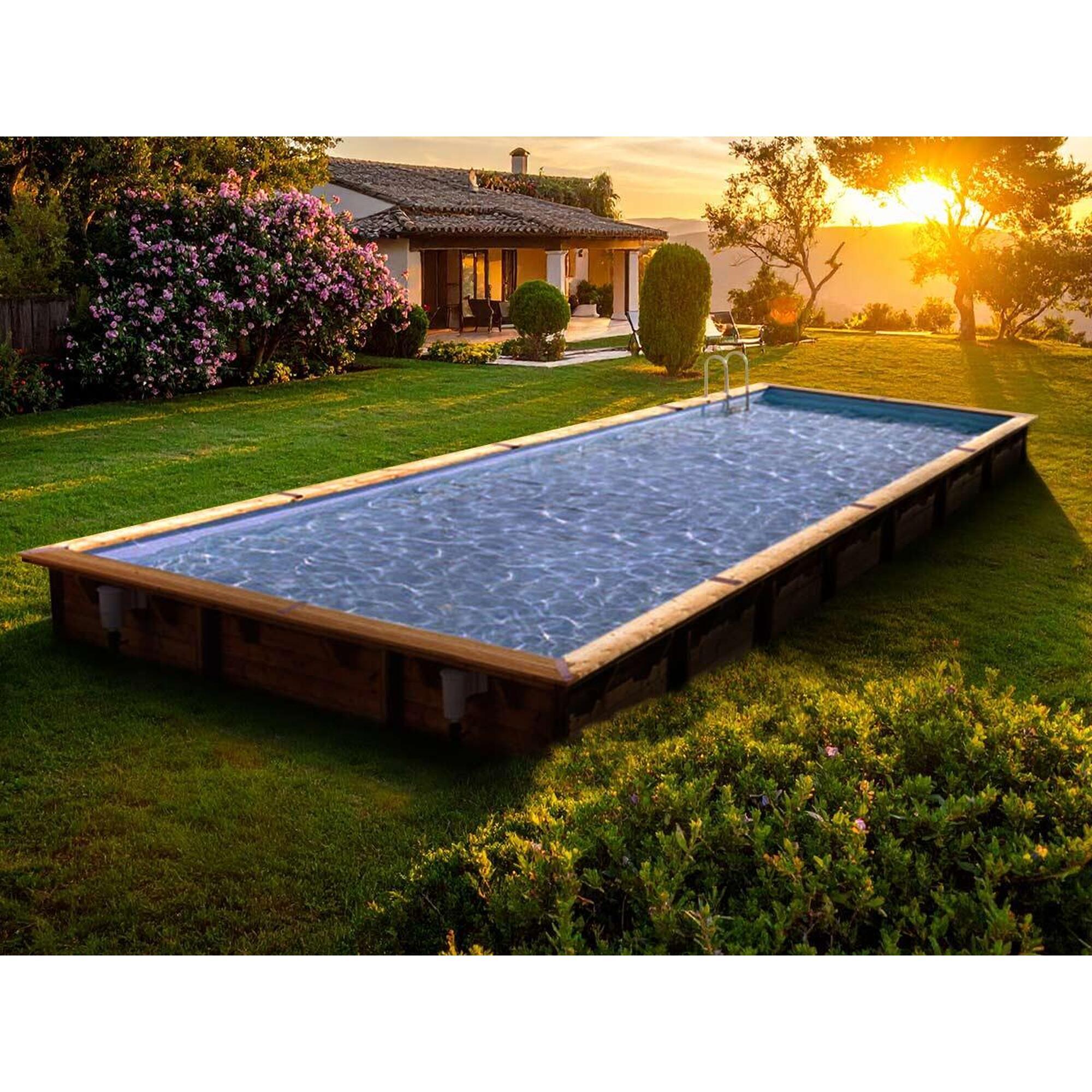 Ubbink - Piscine Bois Linéa 11,00 X 5,00 X 1,40 M - Liner Bleu - Piscine - Bleu|noir - Taille Unique - Decathlon