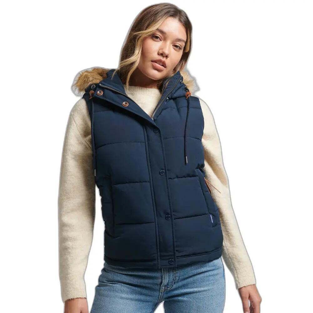 Superdry - Doudoune Sans Manches Femme Superdry Everest - Maillot Manches Longues - Bleu - Decathlon