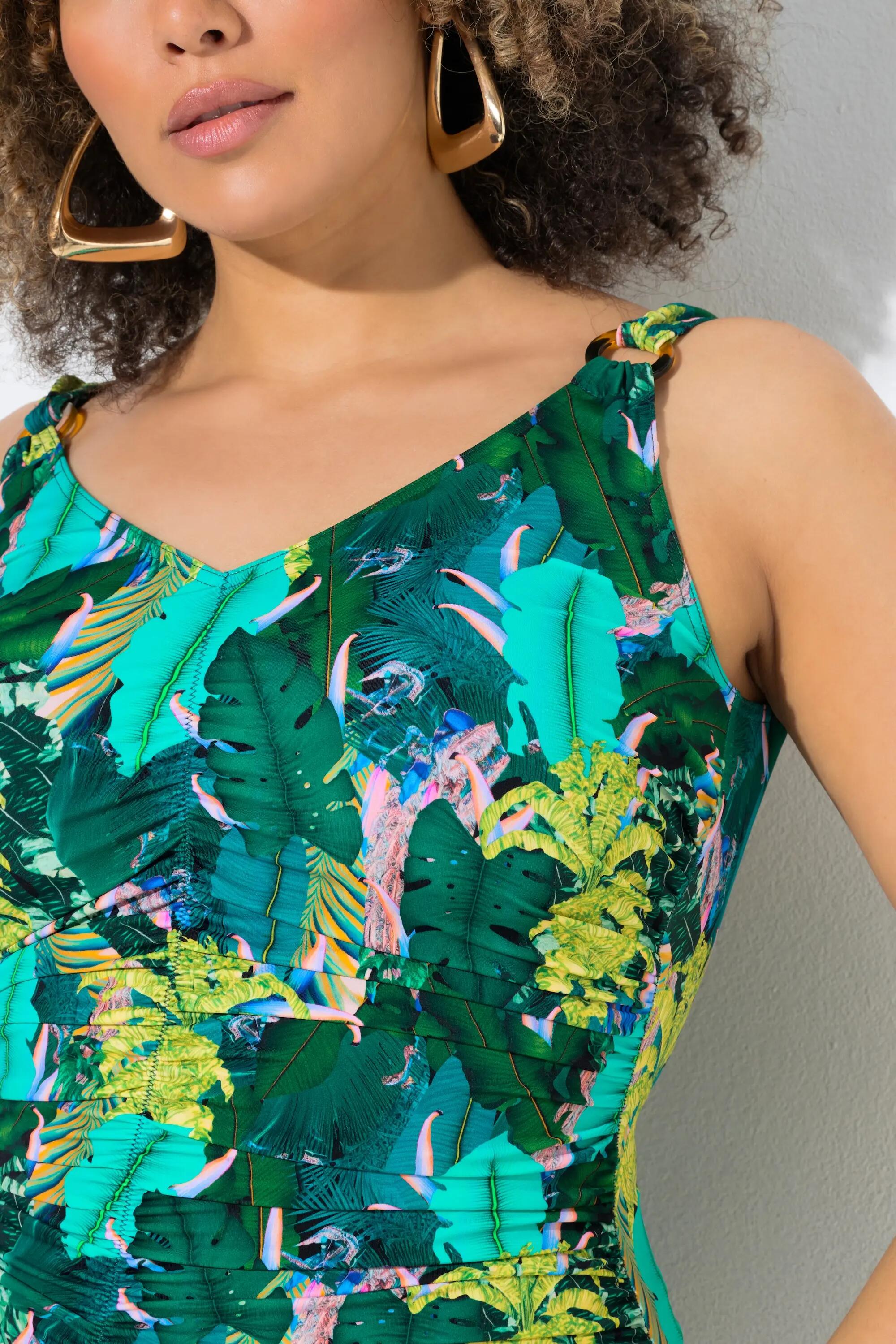 Femme Maillot de bain avec fronces et bonnets souples motif jungle 3/7