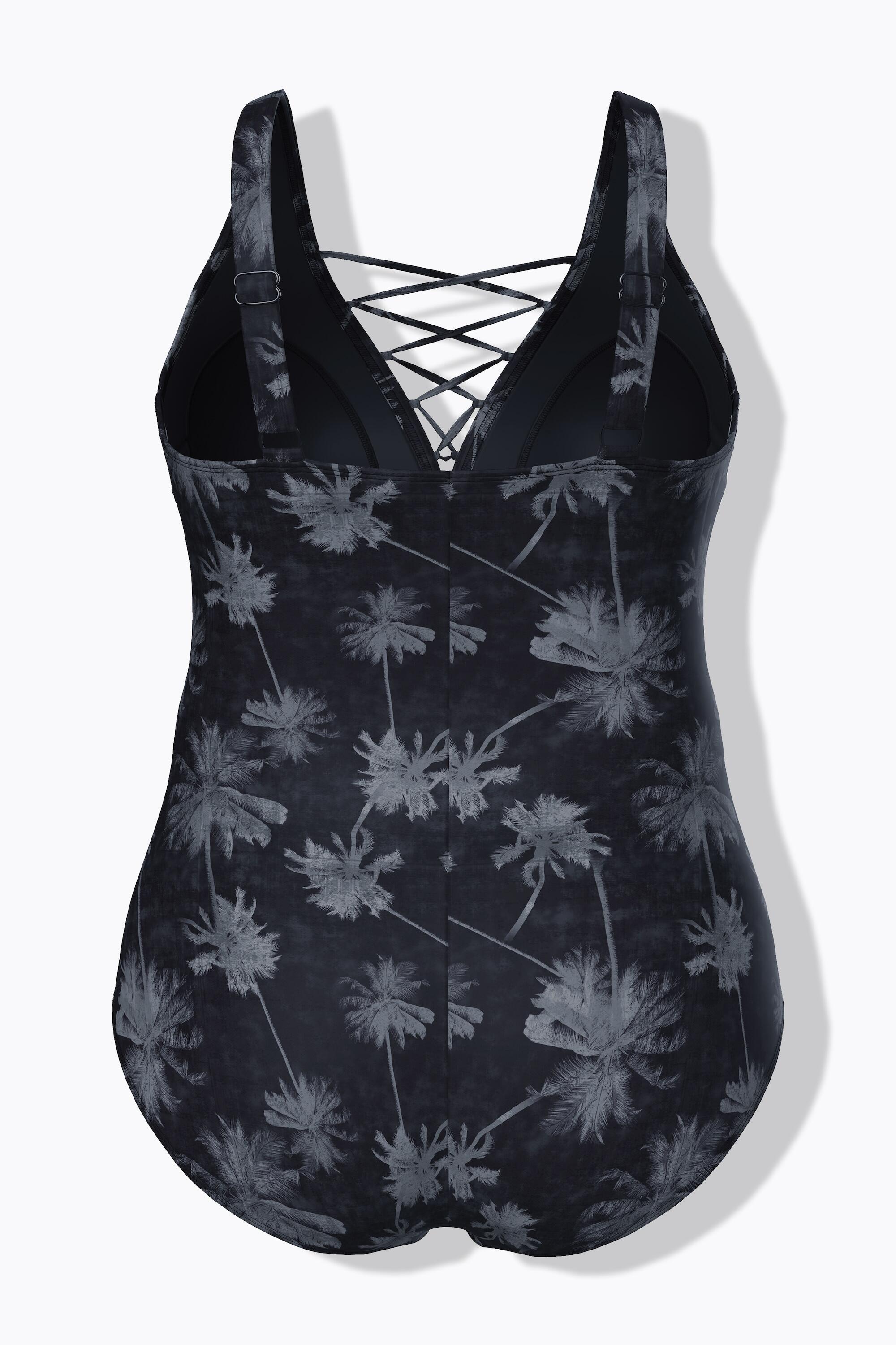 Femme Maillot de bain avec bonnets souples motif palmiers et laçage 7/7