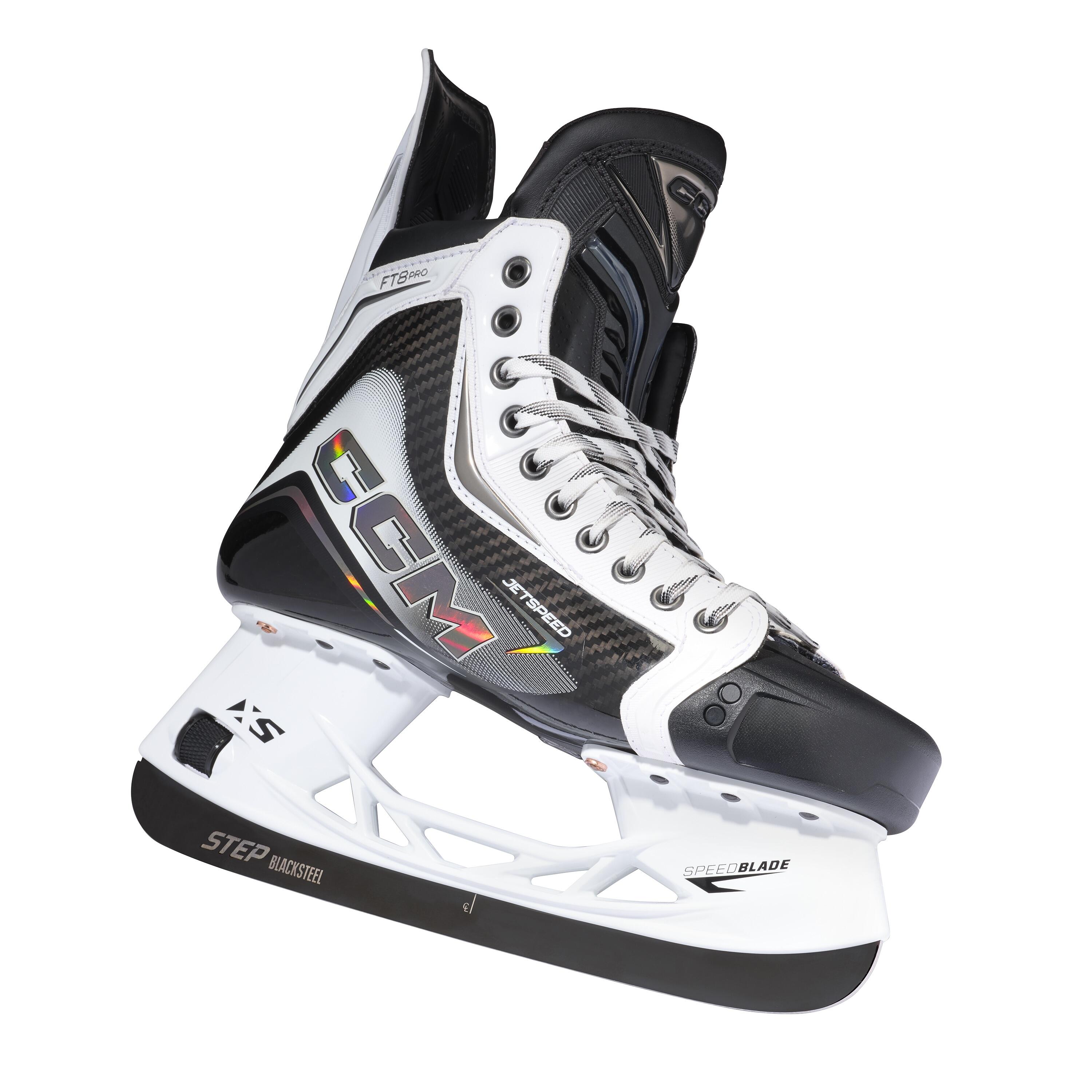 Patins de hockey CCM JetSpeed ​​FT8 Pro blancs SR, fuselés 3/5