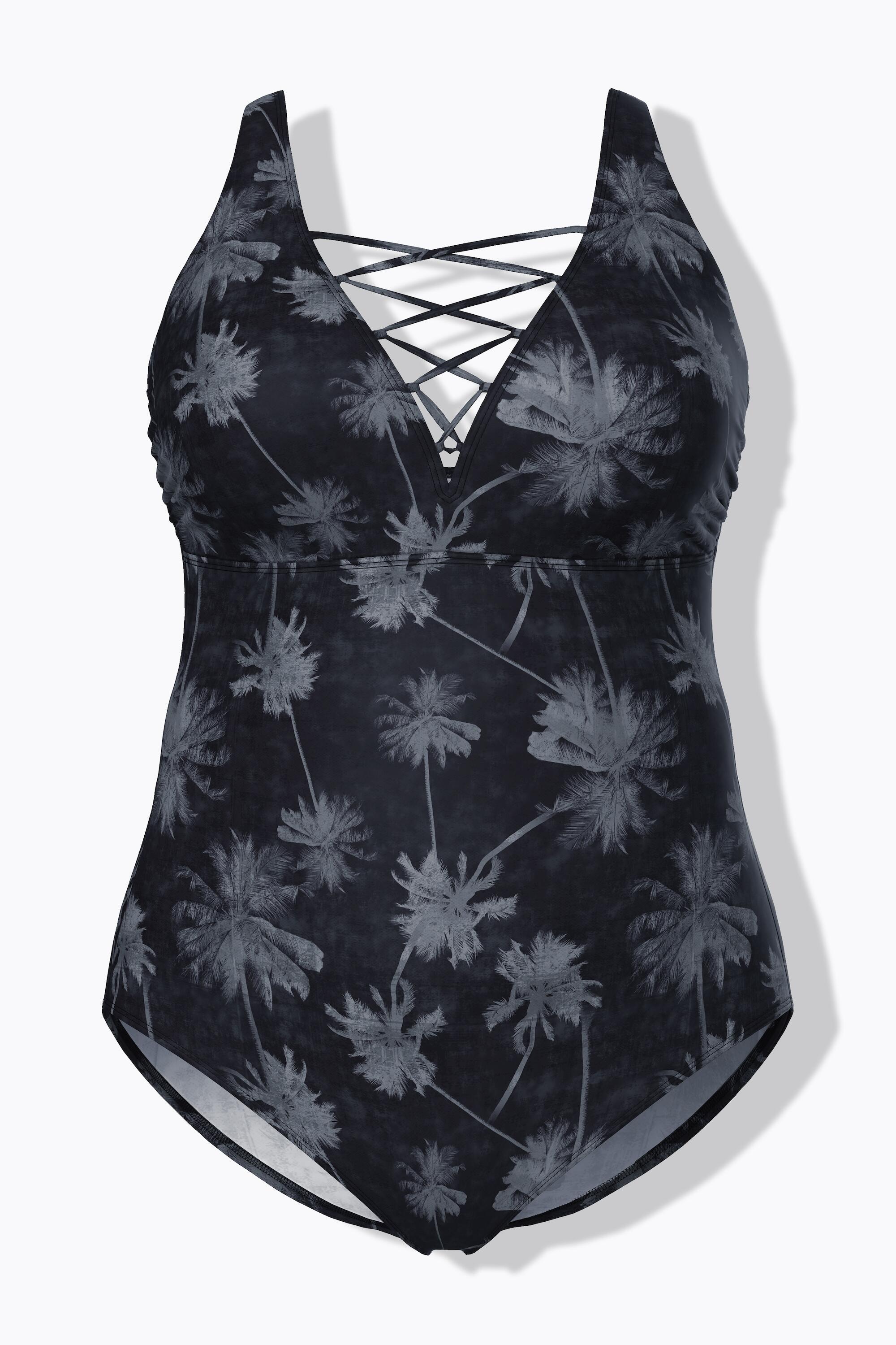 Femme Maillot de bain avec bonnets souples motif palmiers et laçage 6/7