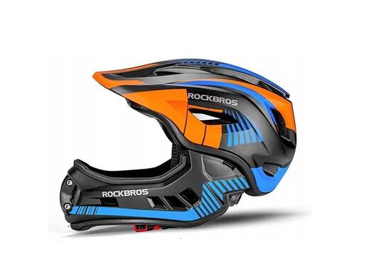 Kask sportowy dziecięcy z odpinaną osłoną szczęki Rockbros TT-32SOBL