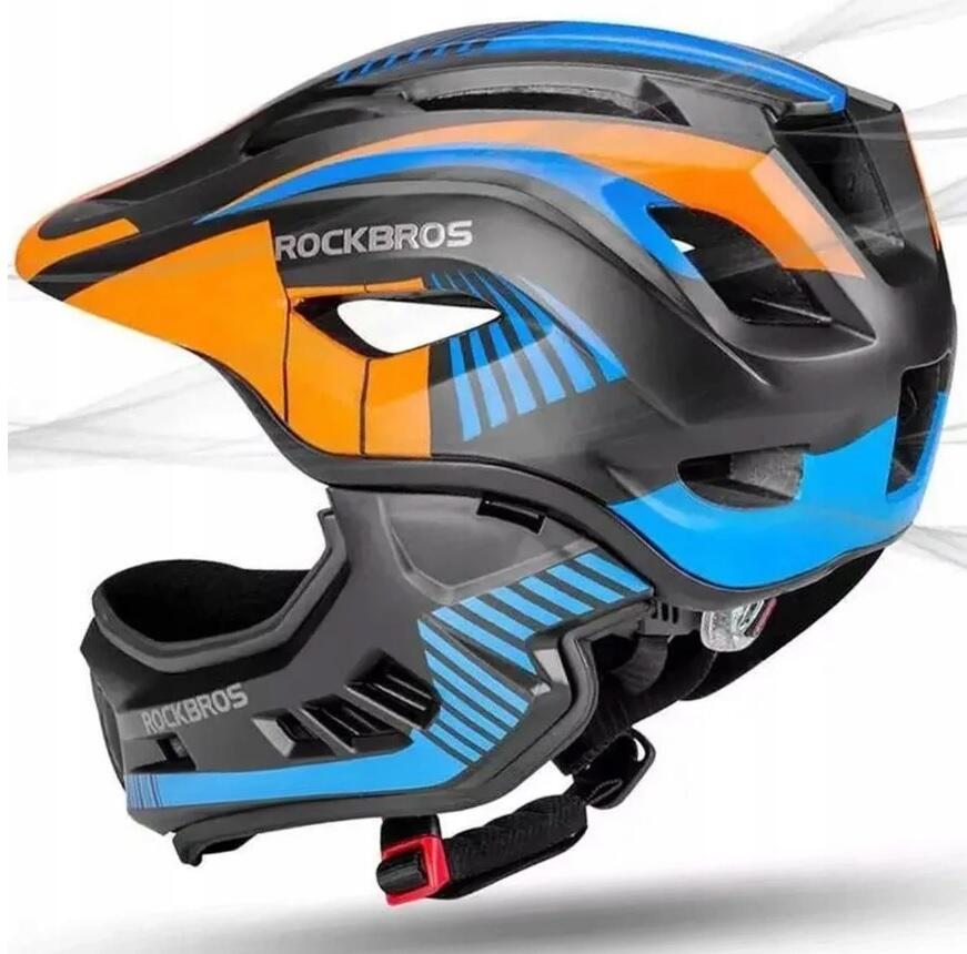 Kask sportowy dziecięcy z odpinaną osłoną szczęki Rockbros TT-32SOBL 3/4