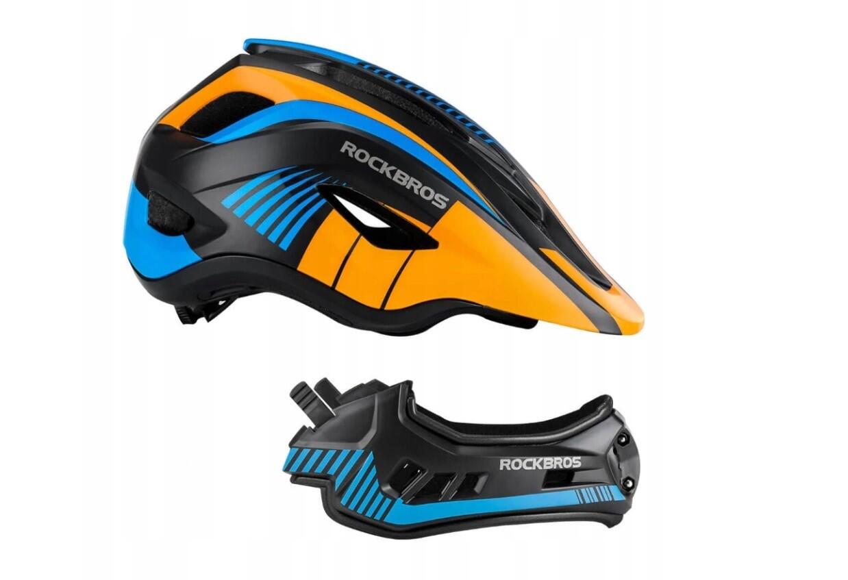 Kask sportowy dziecięcy z odpinaną osłoną szczęki Rockbros TT-32SOBL