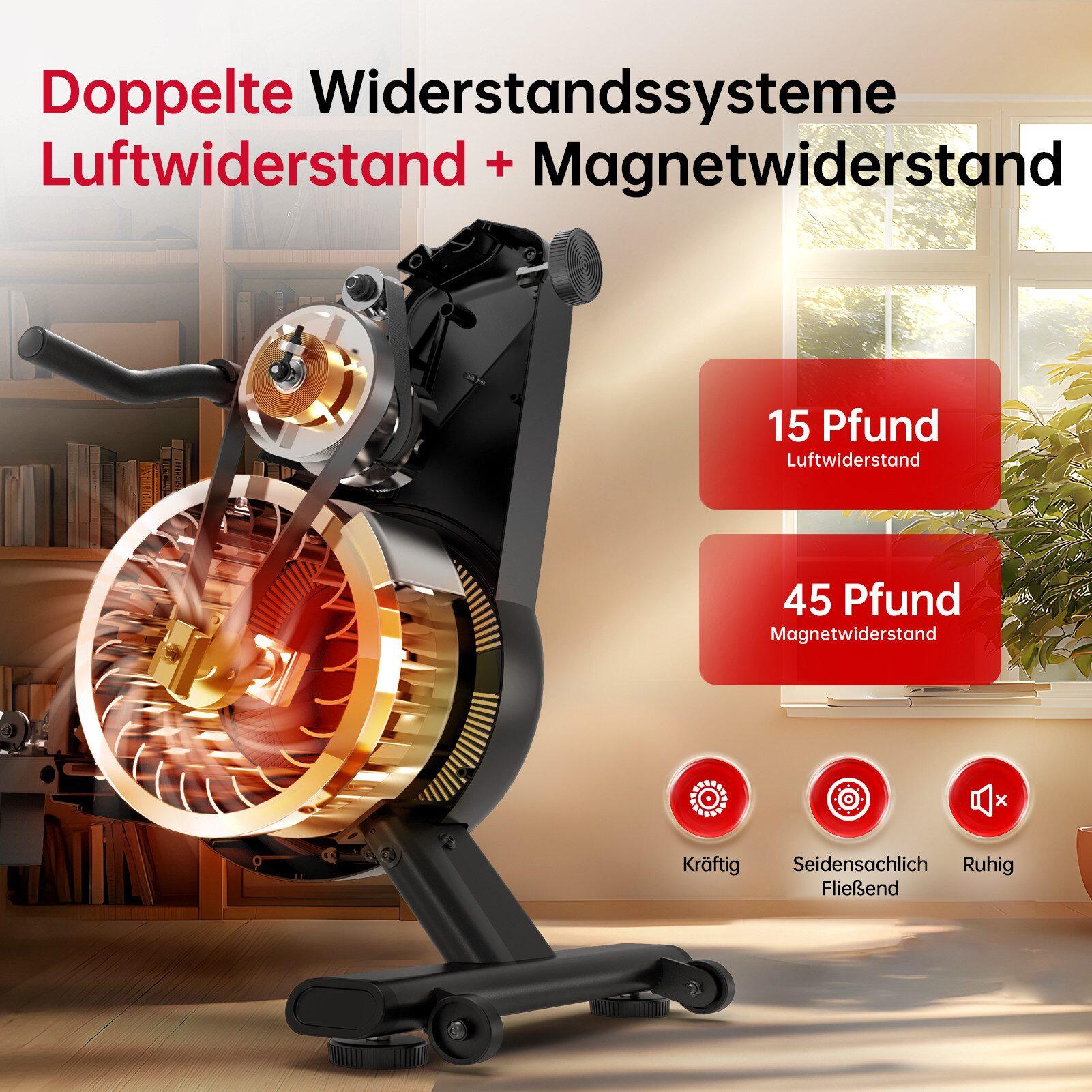 Rameur MR55 Home Trainer, rameur à air magnétique, 10 niveaux, Bluetooth + APP 2/7
