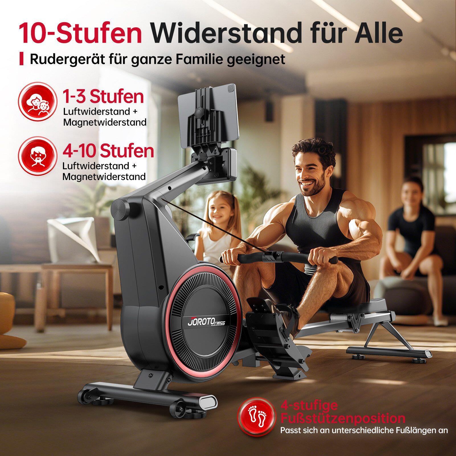 Rameur MR55 Home Trainer, rameur à air magnétique, 10 niveaux, Bluetooth + APP 4/7