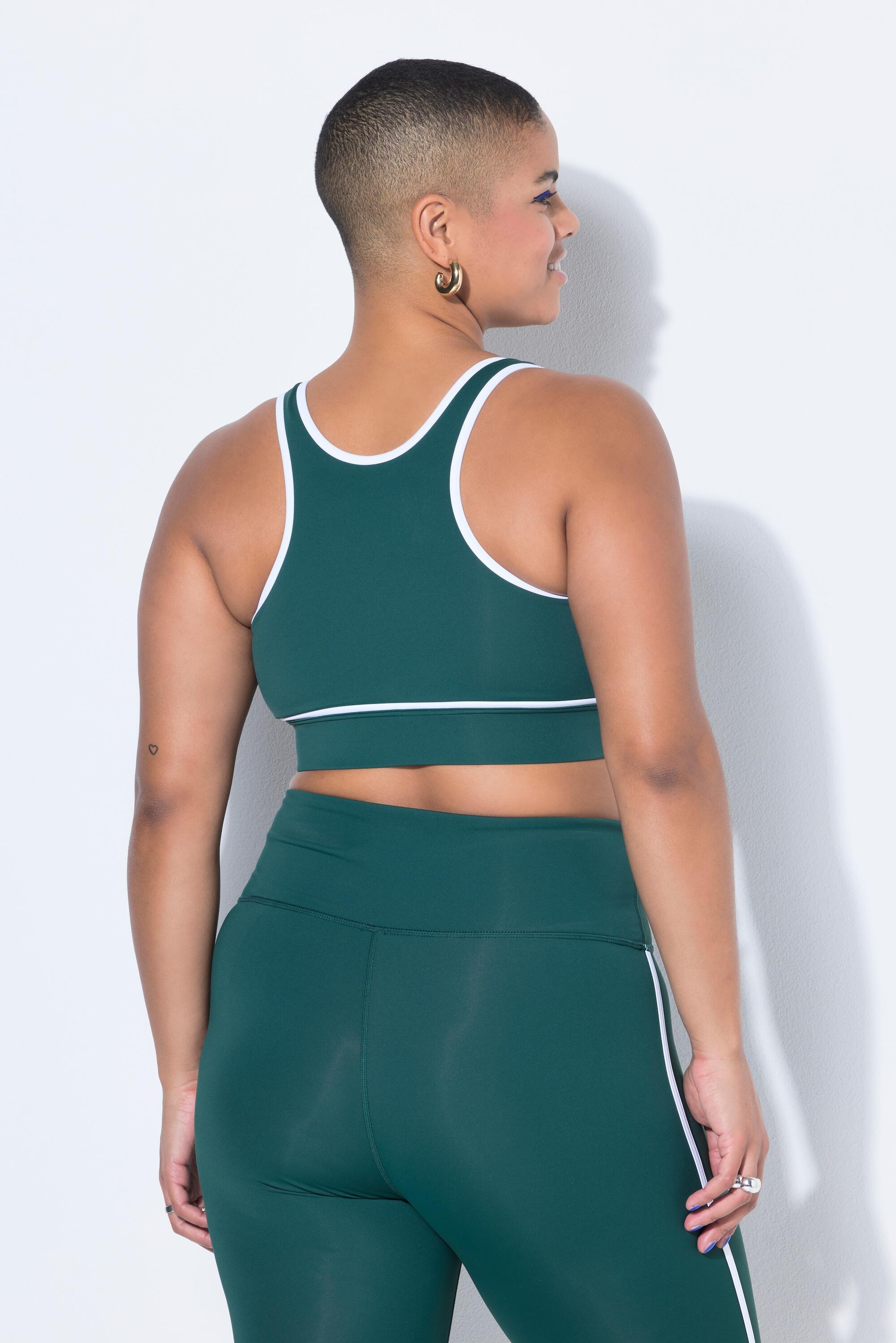 Femme Soutien-gorge de sport avec doublure en mesh et passepoil blanc 2/4