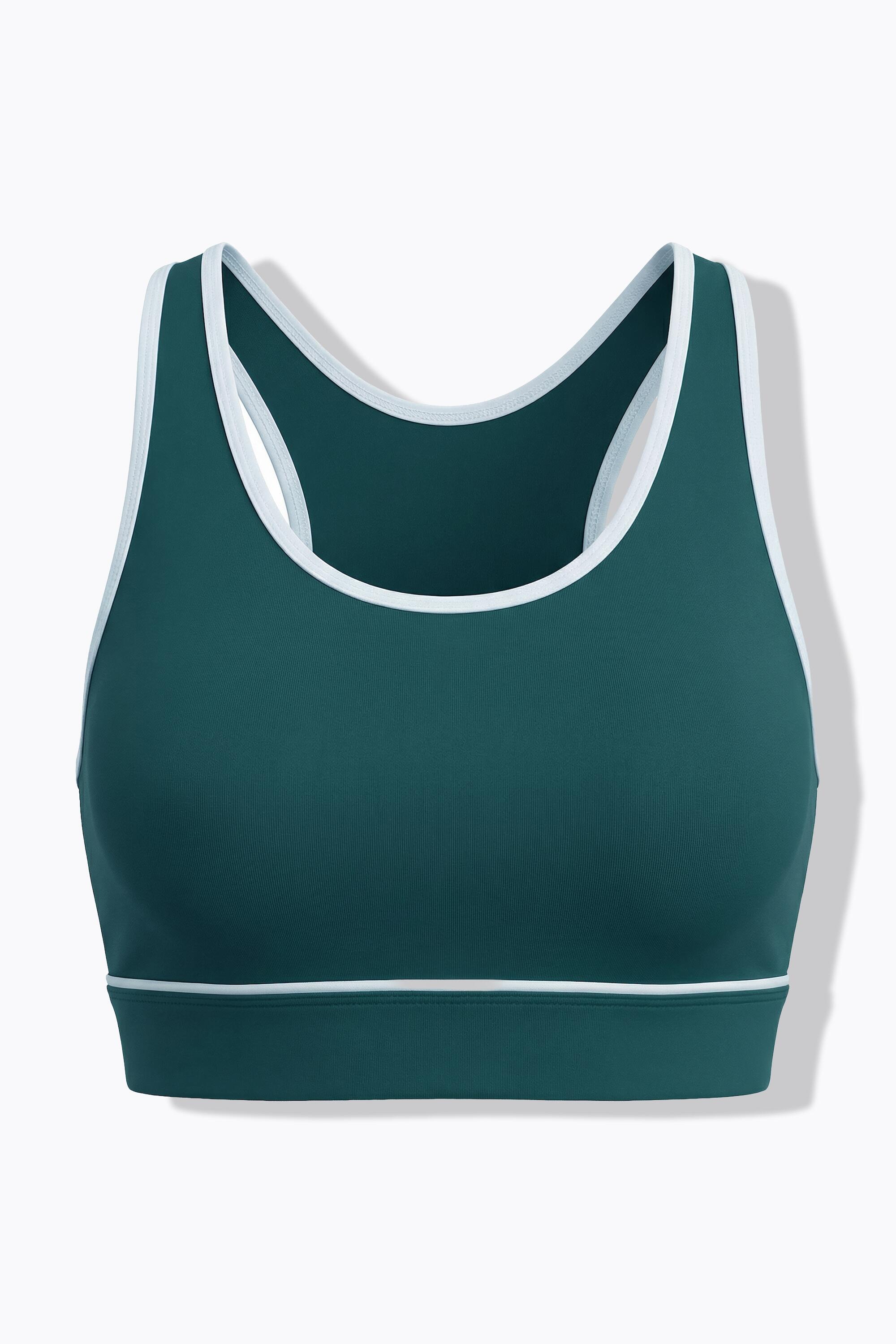 Femme Soutien-gorge de sport avec doublure en mesh et passepoil blanc 4/4