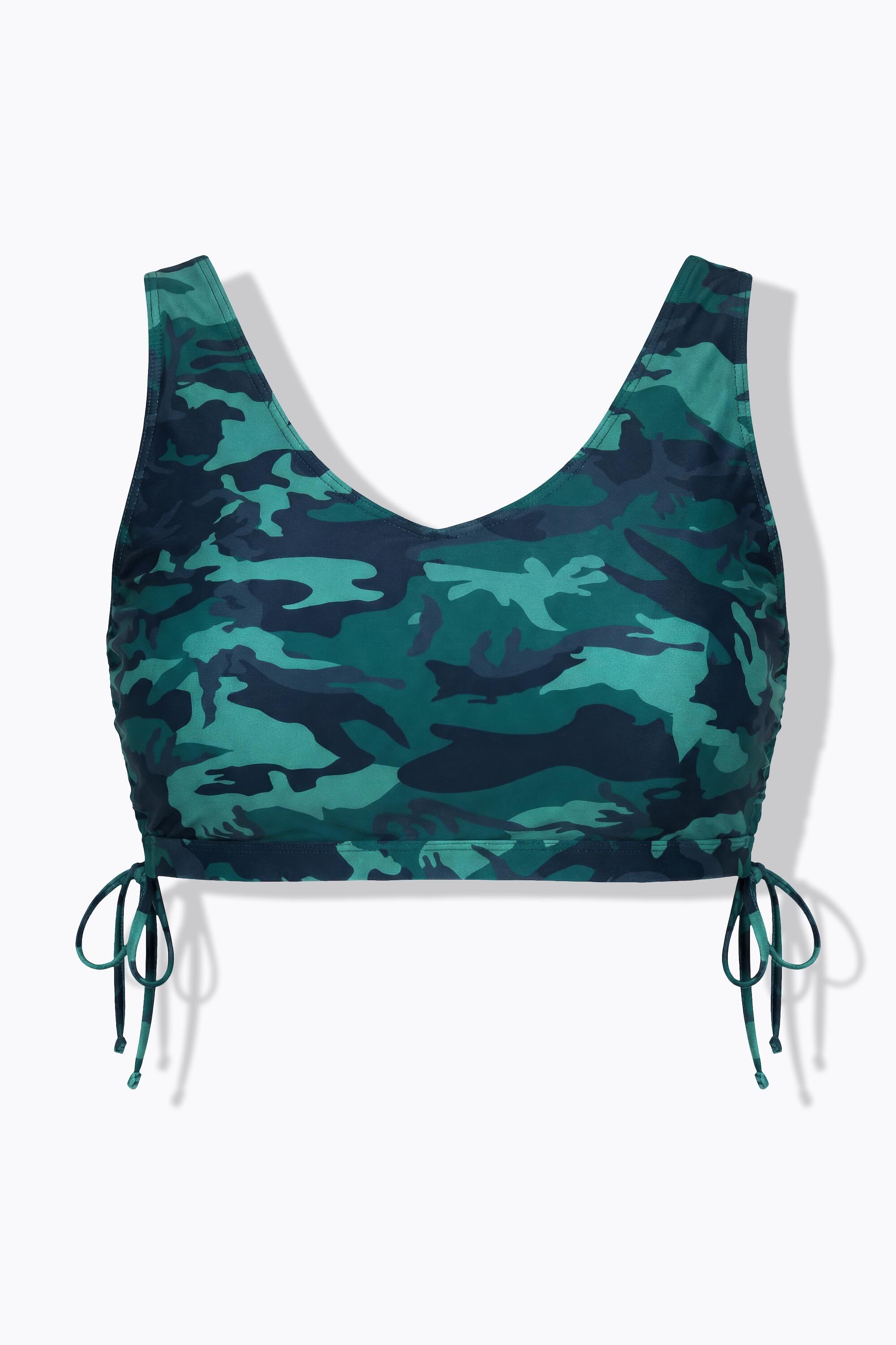 Dames Bikinitop camouflage rimpelbandjes zachte cups 6/6