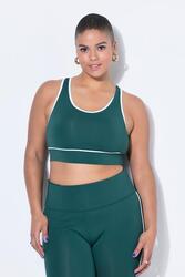 Femme Soutien-gorge de sport avec doublure en mesh et passepoil blanc