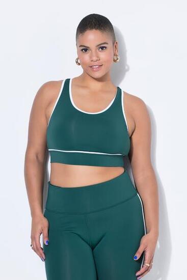 Femme Soutien-gorge de sport avec doublure en mesh et passepoil blanc