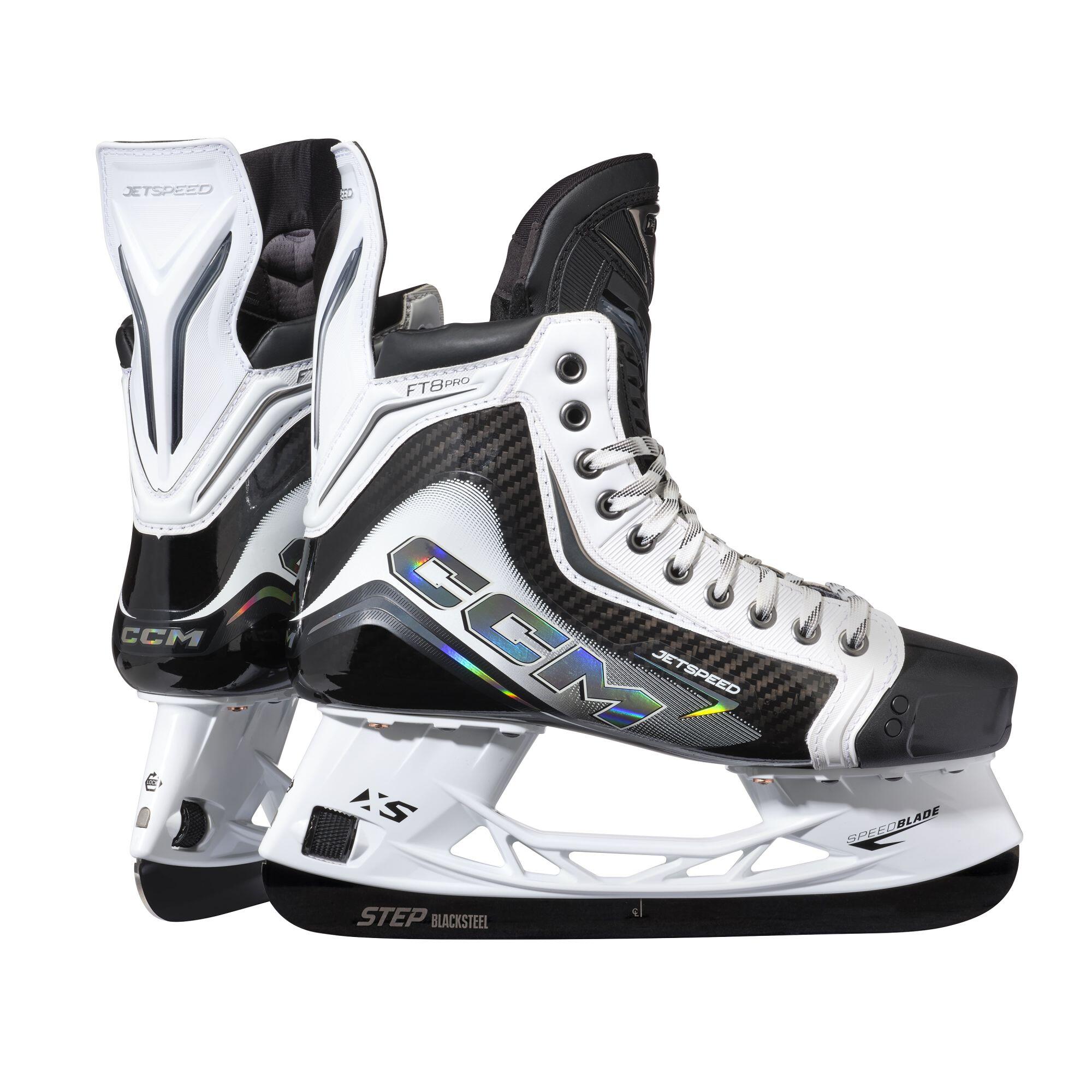 CCM Hokejové brusle Jetspeed FT8 Pro INT, bílá edice, široké