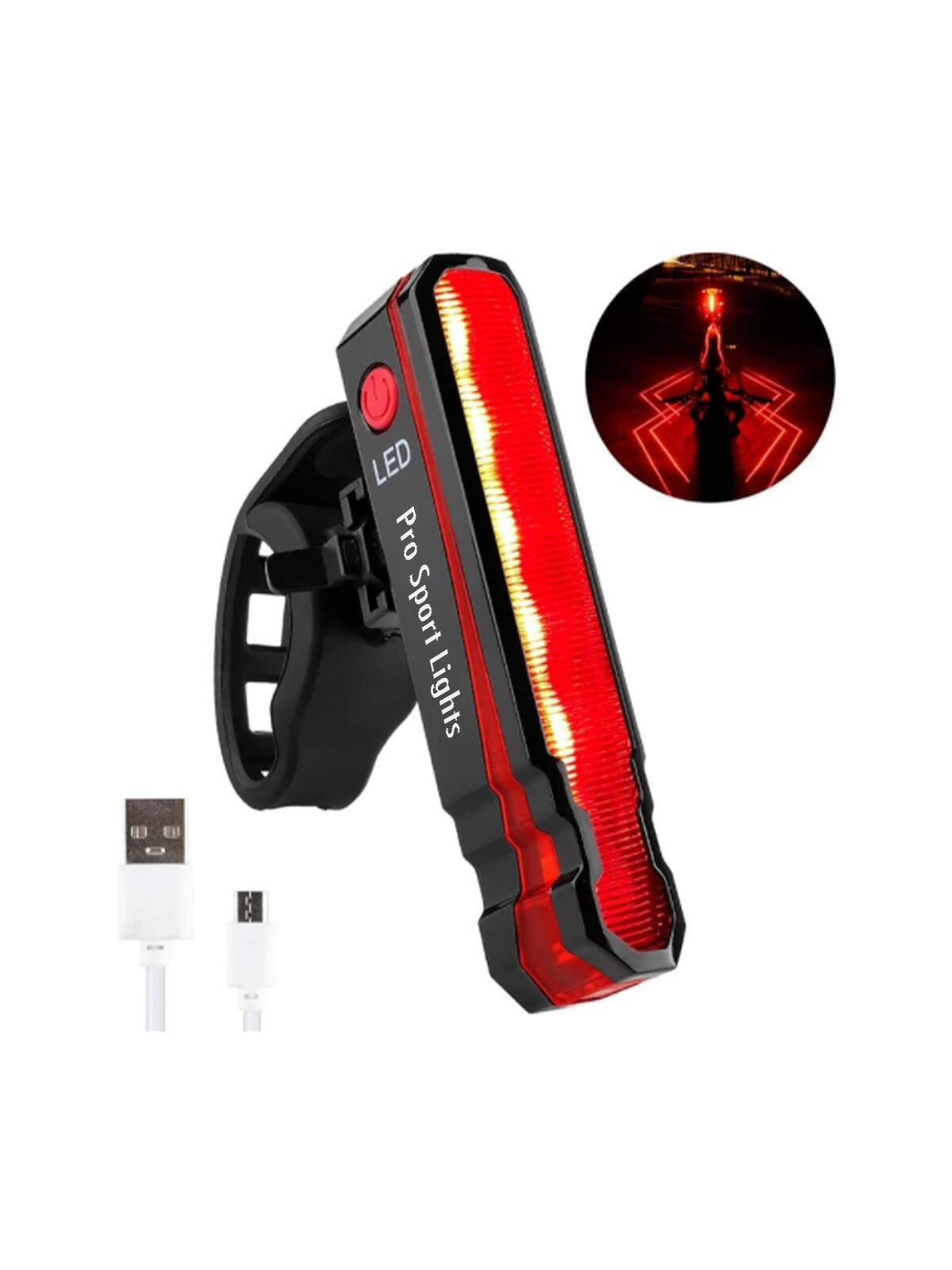 Luz trasera LED roja y láser de 200 lúmenes 1/6