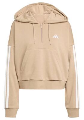 Adidas dameshoodie katoenmix beige, fleece gevoerd, kangaroezak