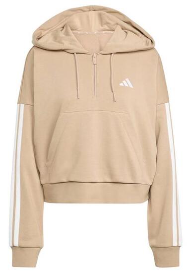 ADIDAS sweat capuche femme beige, coton mélangé, doublure polaire