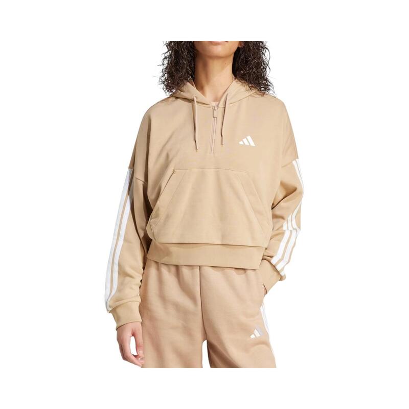 Hanorac pentru femei Essentials 3-Stripes French Terry Hoodie Quarter Zip