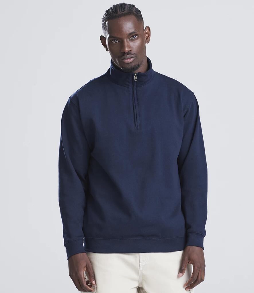 メンズウェア Wedgehog Collage S/S Sweat Shirt - Navy AWDis Men's Sophomore Zip Neck Sweatshirt - Navy Blue | Decathlon