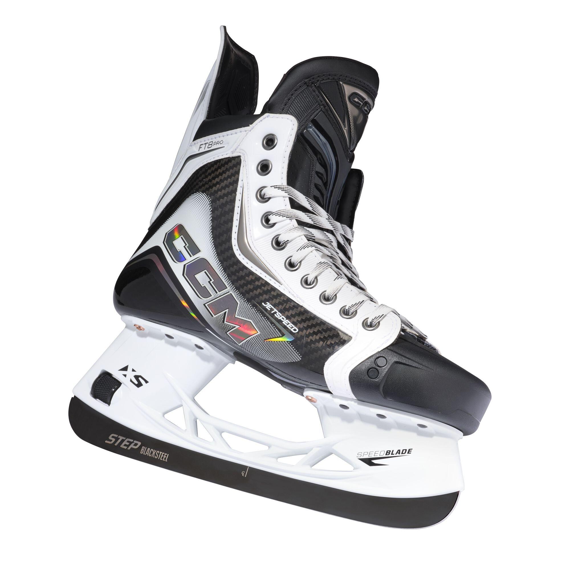 Patins de hockey CCM Jetspeed FT8 Pro INT Édition Blanche, Standard 3/4
