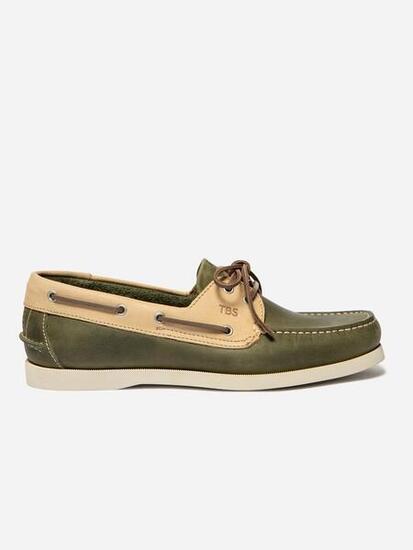 Chaussures bateau Homme PHENIS Olive / Beige