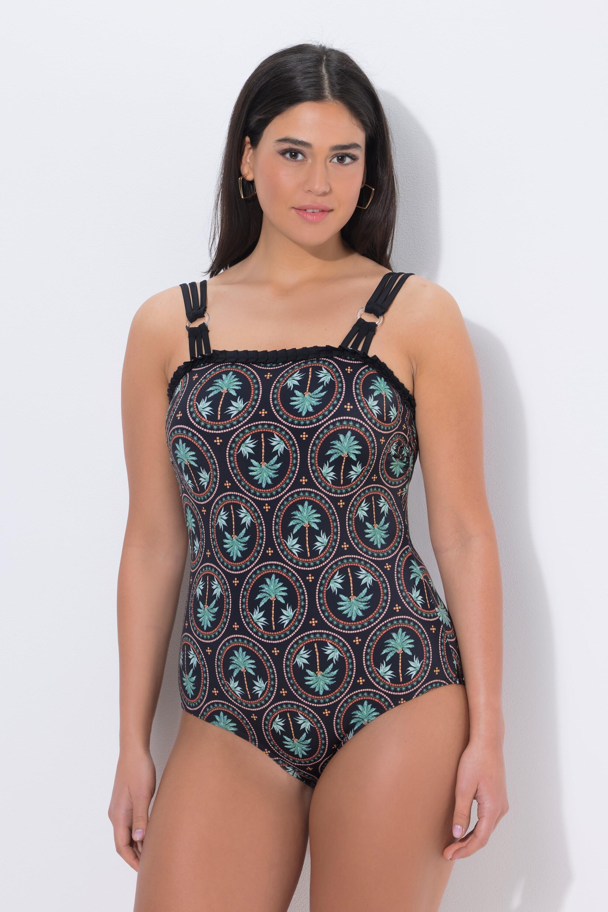 Femme Maillot de bain avec bonnets souples motif palmieres 1/7