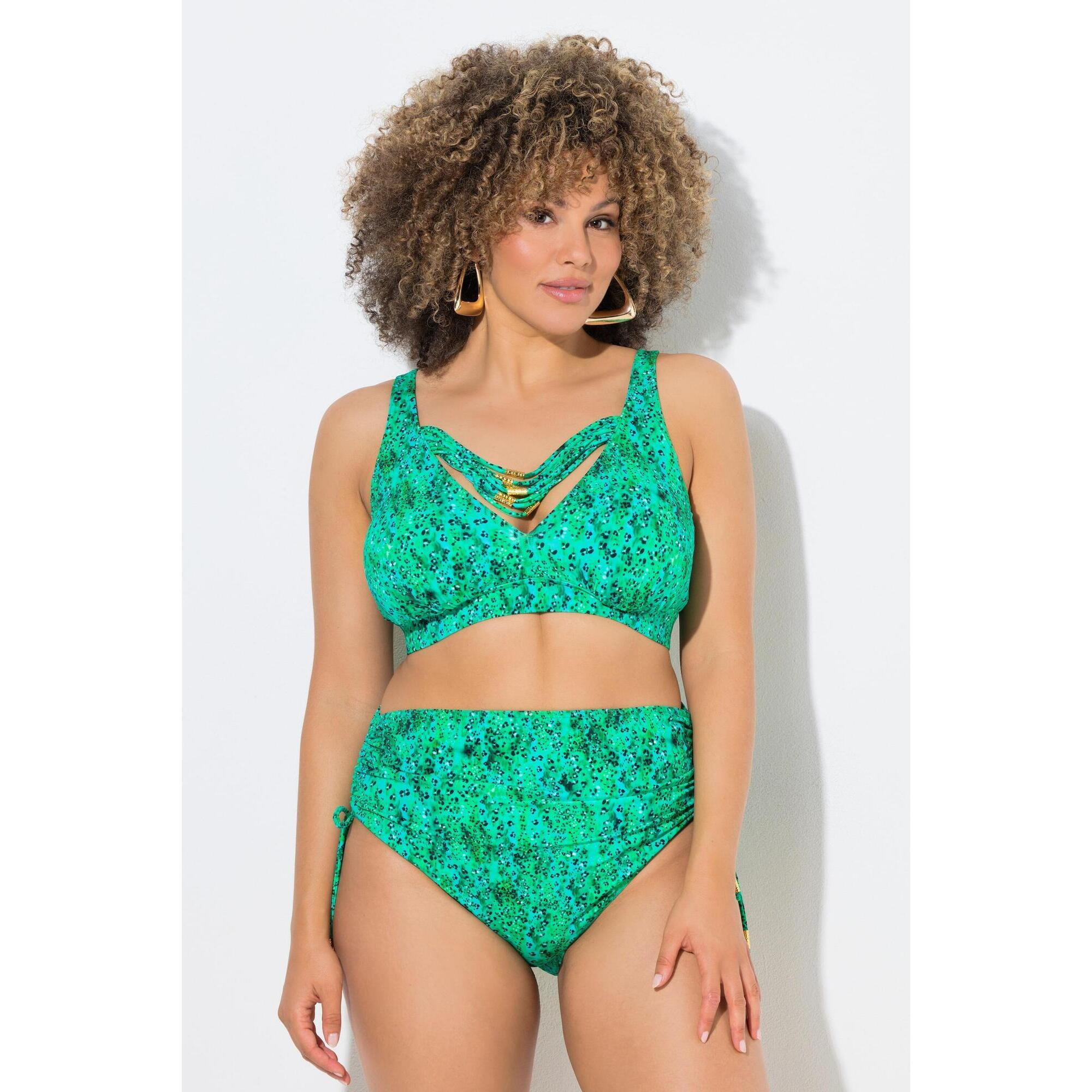 Ulla Popken - Femme Tankini Bonnets Souples Motif Léopard Et Cordons Fantaisie - Soutien-gorge - Multicolore - Decathlon
