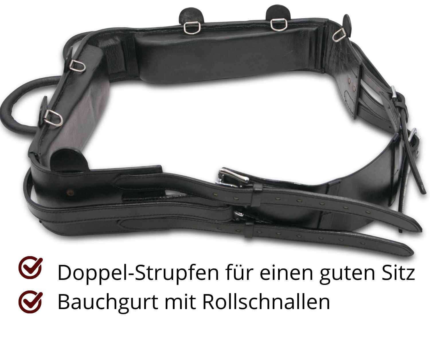 Voltigiergurt Cheval  Warmblut mit runden Griffen und 2 Beinschlaufen, schwarz B 4/4