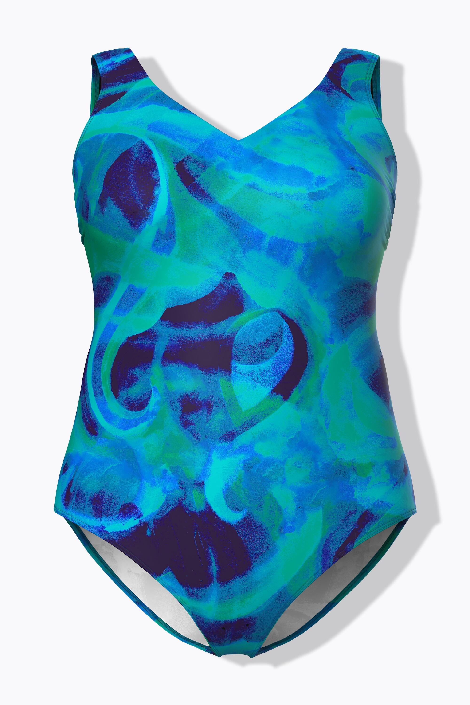 Femme Maillot de bain sans bonnets souples décolleté rond et motif vagues 6/7