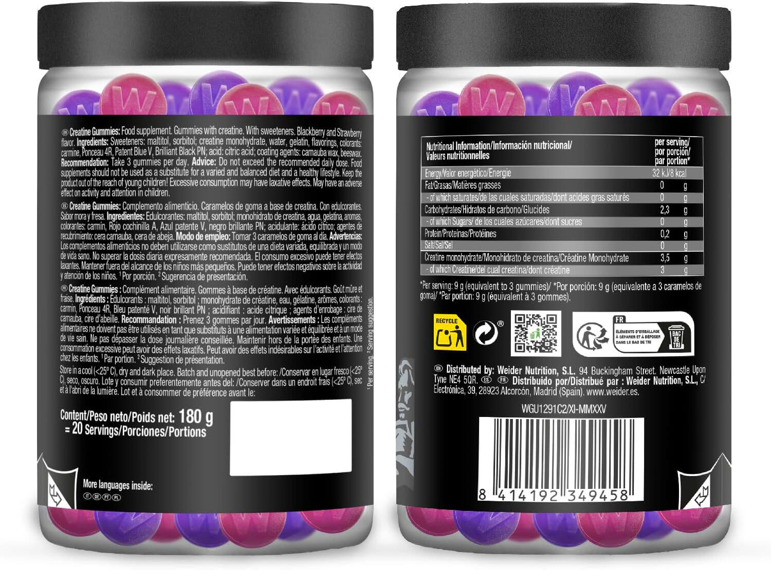 Kreatyna Weider Micronized Creatine Gummies Monohydrat 60 żelek 4/5