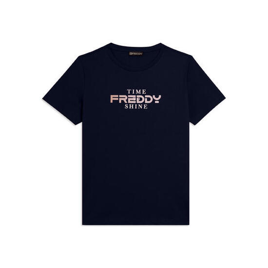 T-shirt Comfort Fit con Logo FREDDY e Slogan "Time Shine