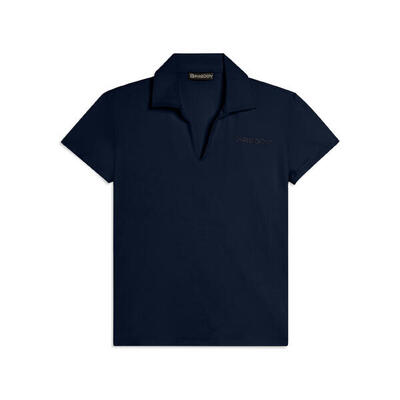 T-shirt met korte mouwen, v-hals en overhemdkraag