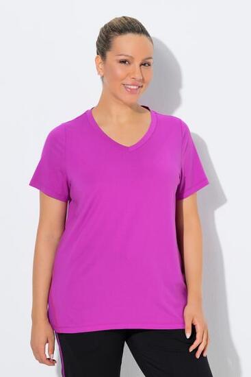 Damen Funktions-Shirt Slim V-Ausschnitt Halbarm recycelt