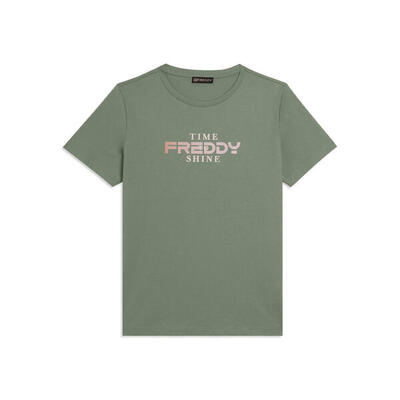T-shirt Comfort Fit con Logo FREDDY e Slogan "Time Shine
