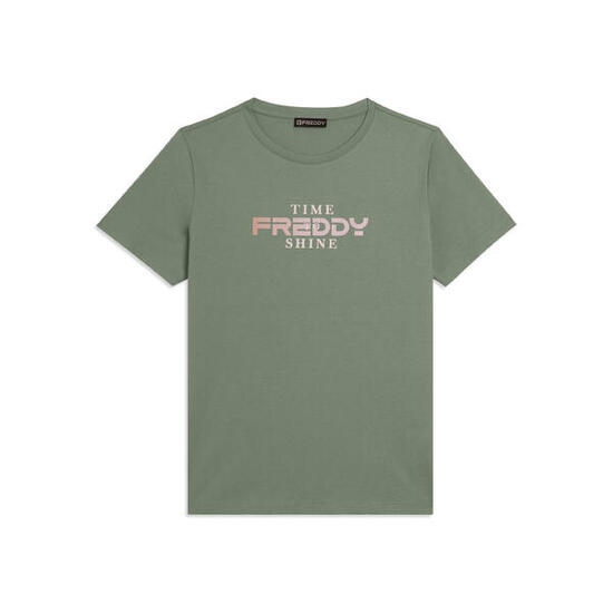 T-shirt Comfort Fit con Logo FREDDY e Slogan "Time Shine