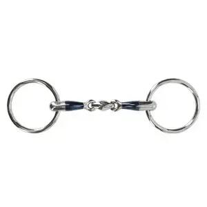 Anatomical double-jointed snaffle bit with two rings for horse QHP