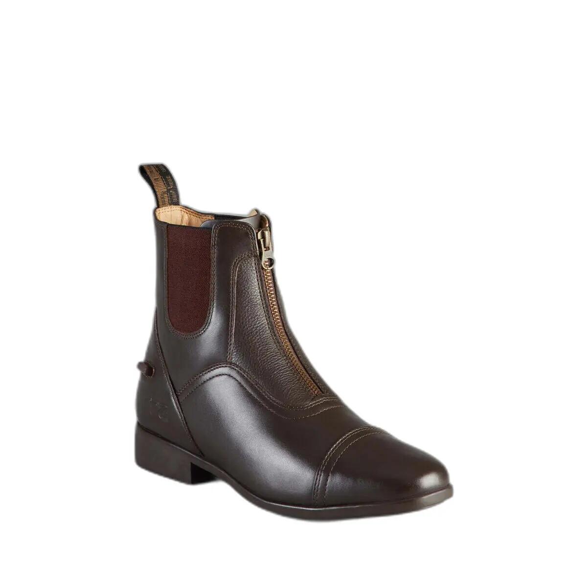 Boots, bottines équitation - (cuir, lacets, marron