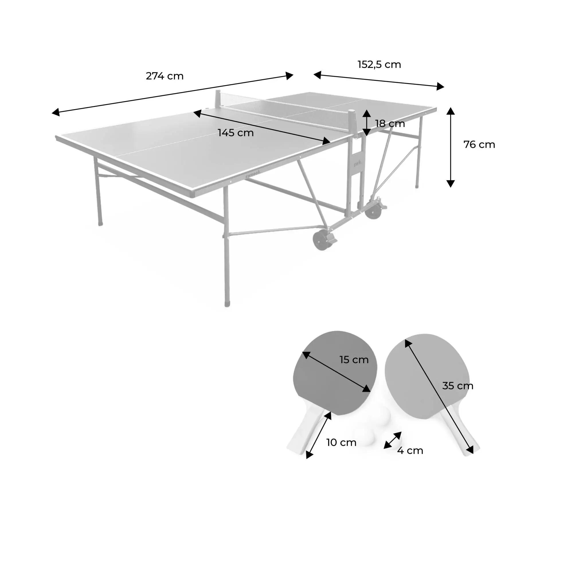 Table de ping pong indoor gris, 4 raquettes | sweeek 4/4