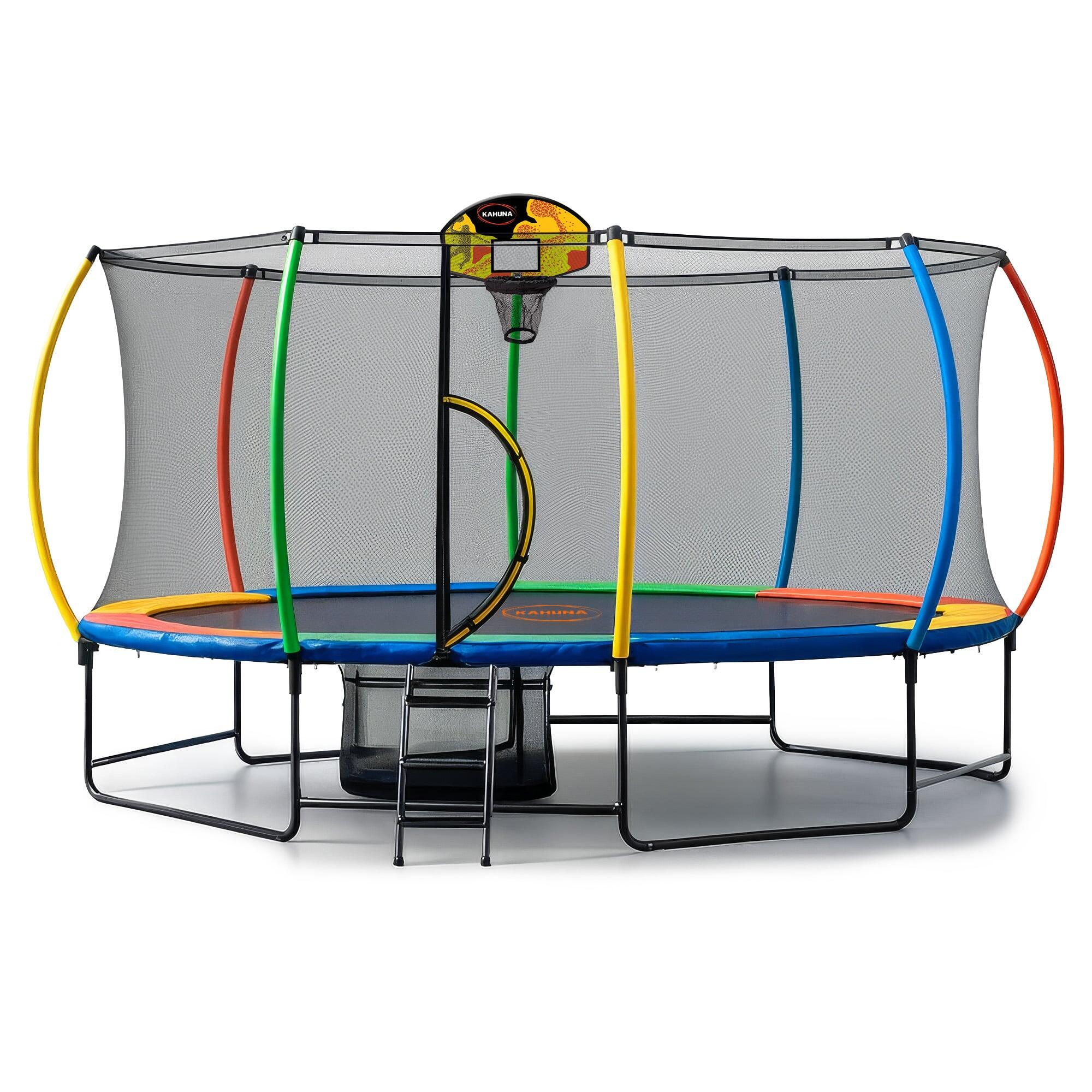 Kahuna 10 ft x 15 ft Oval Outdoor Trampoline L.E.D. Basketball Set