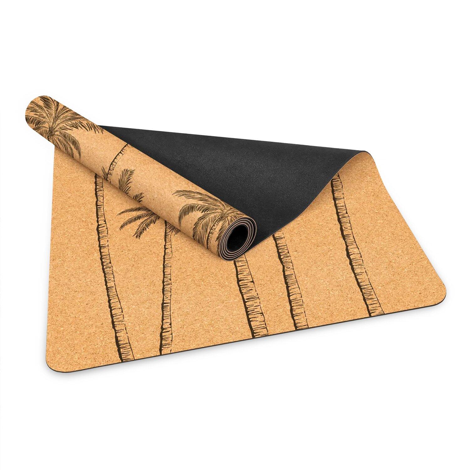 TAPIS DE YOGA ROYAL PALM LIÈGE & CAOUTCHOUC NATUREL ANTIDÉRAPANT + SANGLE 3/3