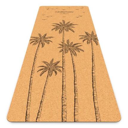 ROYAL PALM YOGAMAT VAN KORK & NATUURLIJK RUBBER, ANTISLIP + DRAAGRIEM