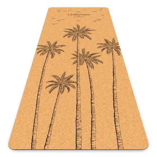 ROYAL PALM YOGAMAT VAN KORK & NATUURLIJK RUBBER, ANTISLIP + DRAAGRIEM